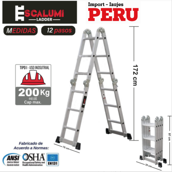Escalera Multiusos Aluminio 12P