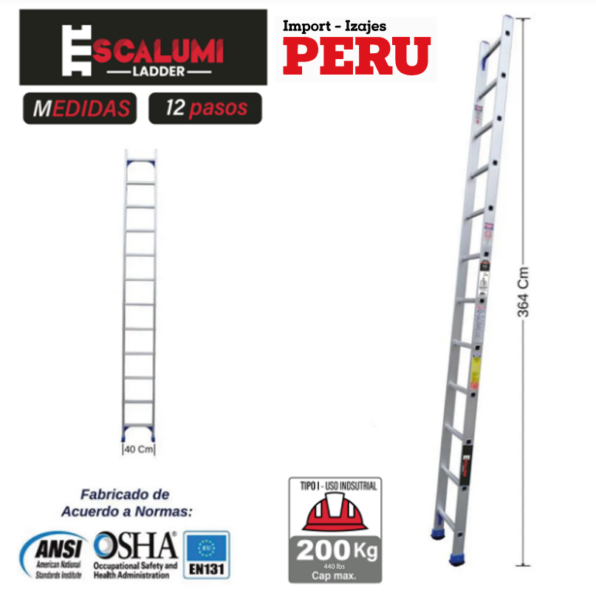 Escalera Arrimo Aluminio 12P