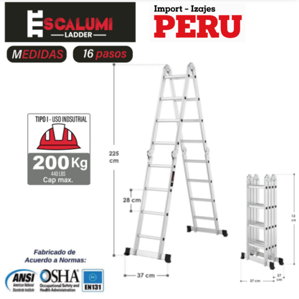 Escalera Multiusos Aluminio 16P