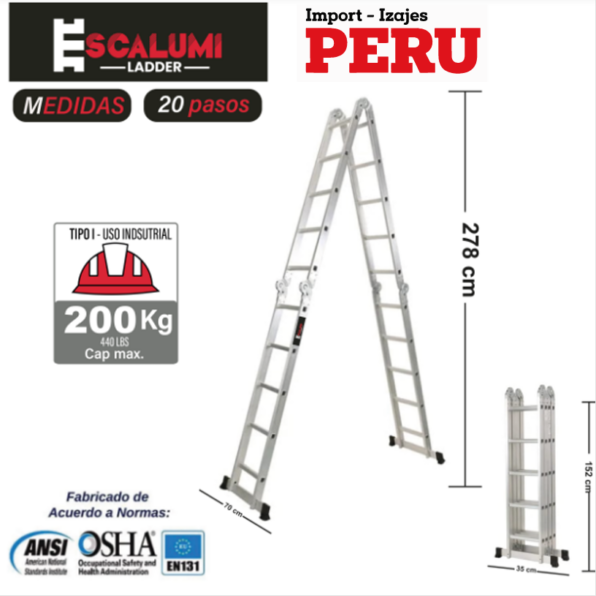 Escalera Multiusos Aluminio 20P