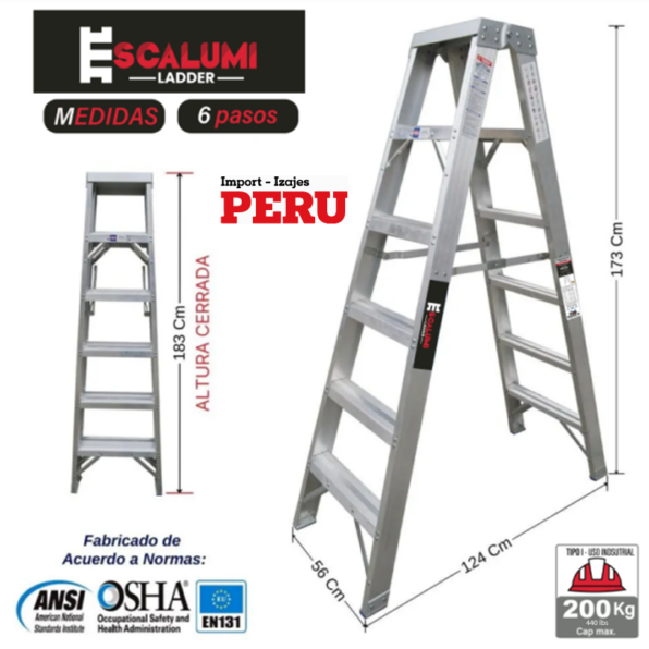 Escalera Tijera Doble Acceso Aluminio 6 Pasos Escalumi Ladder