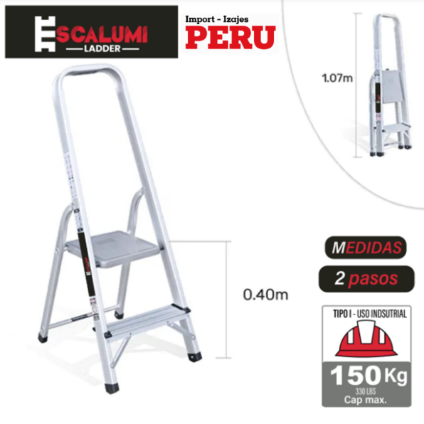 Escalera Banqueta de Aluminio 2 Pasos