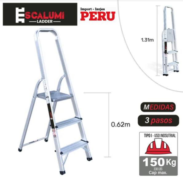 Escalera Banqueta de Aluminio 3 Pasos