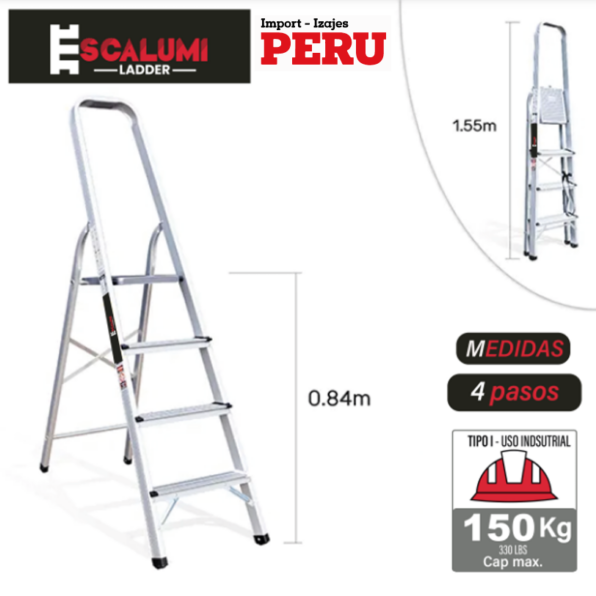 Escalera Banqueta de Aluminio 4 Pasos