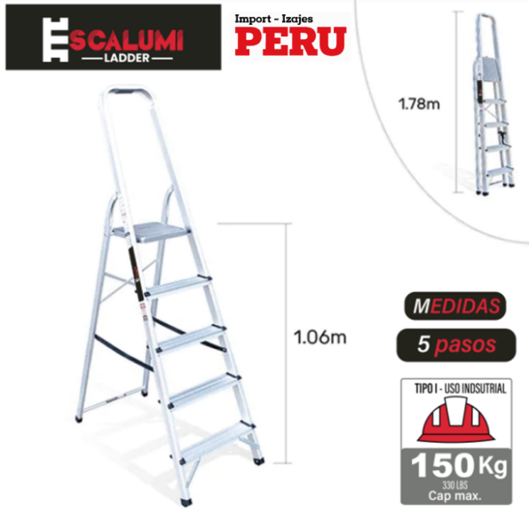 Escalera Banqueta de Aluminio 5 Pasos