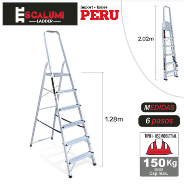 Escalera Banqueta de Aluminio 6 Pasos