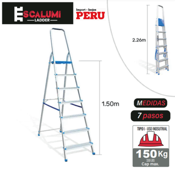 Escalera Banqueta de Aluminio 7 Pasos