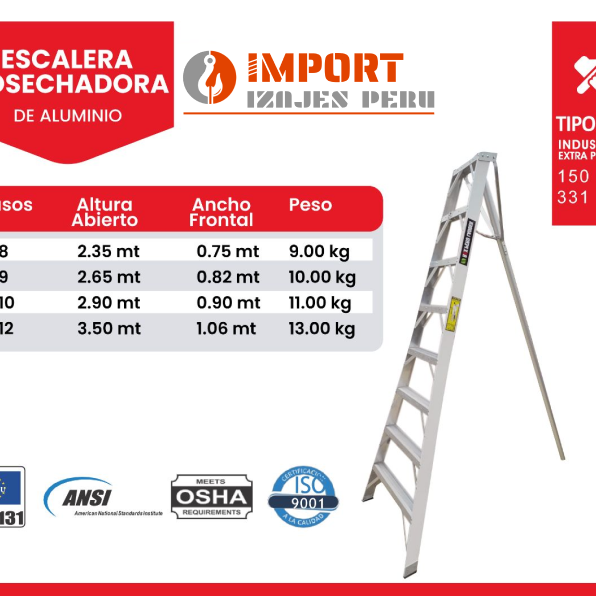 Escalera Tipo Cosechadora - Aluminio