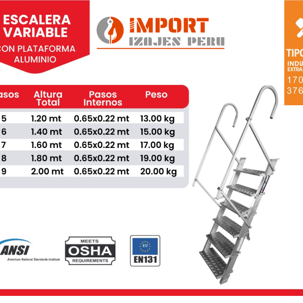 Escalera variable  - Aluminio