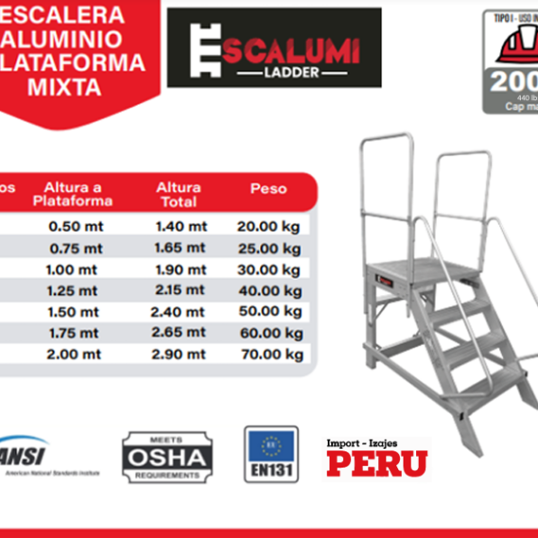 ESCALERA TIPO PLATAFORMA MIXTA - ALUMINIO
