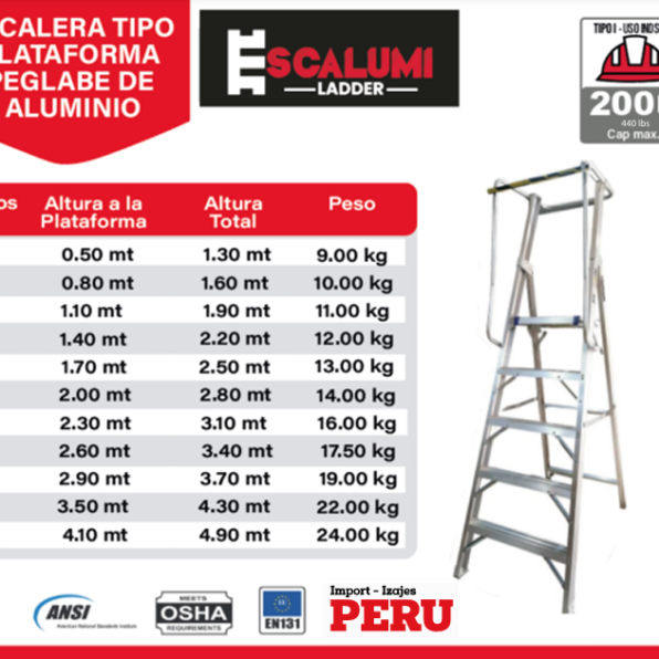 Escalera Tipo Plataforma Plegable – ALUMINIO