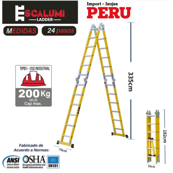 Escalera Multiusos Fibra de Vidrio 24P