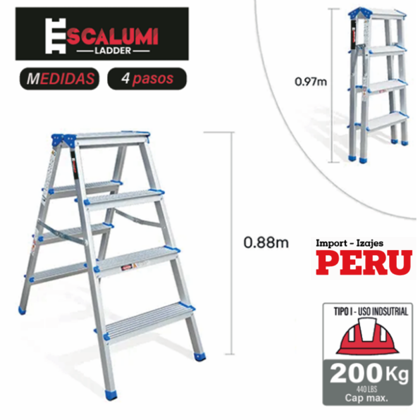 Banqueta Doble Acceso – Aluminio 4 Pasos