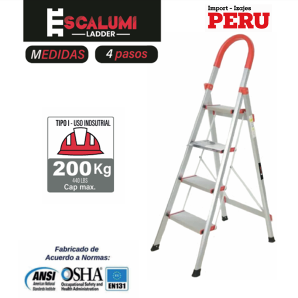 Escalera Tipo Taburete Aluminio 4P