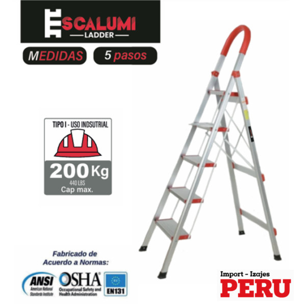 Escalera Tipo Taburete Aluminio 5P