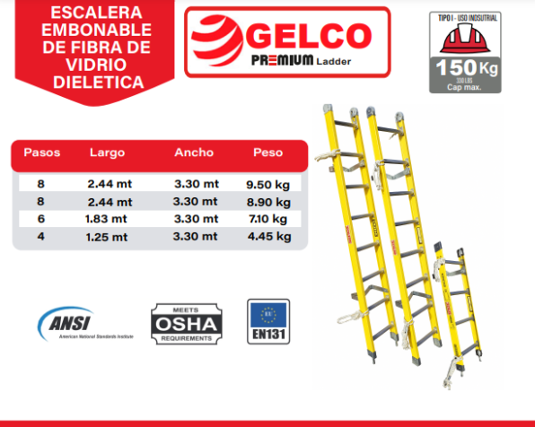 Escalera Embonable - Fibra de vidrio - GELCO PREMIUM