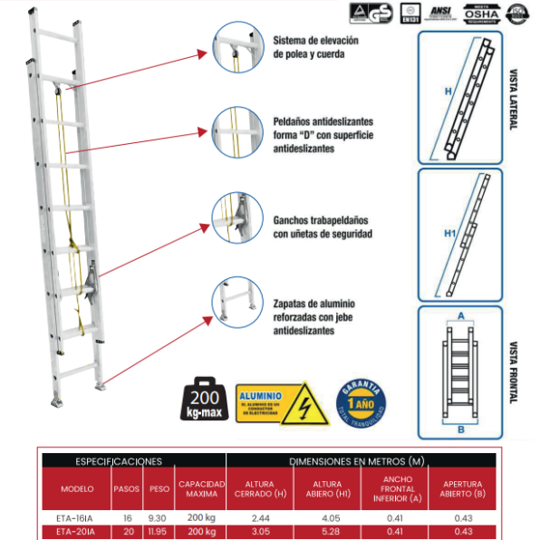 Escalera Telescópica  De Aluminio