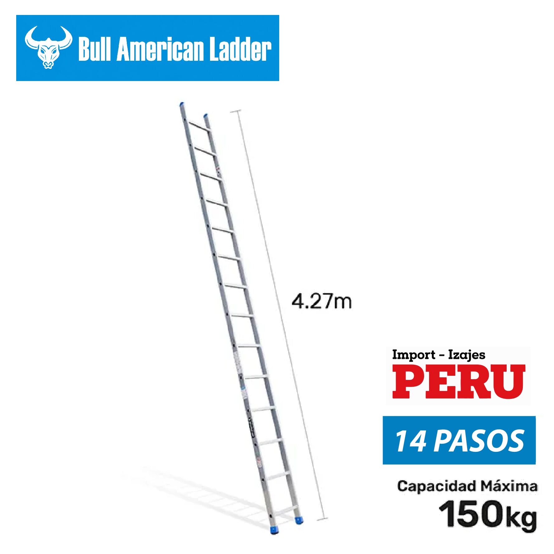 Escalera Arrimo de Aluminio 14 Pasos Bull American Ladder