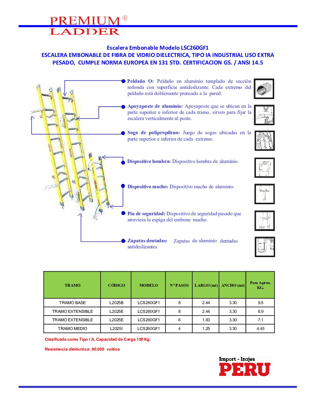 Escalera Embonable Fibra de Vidrio