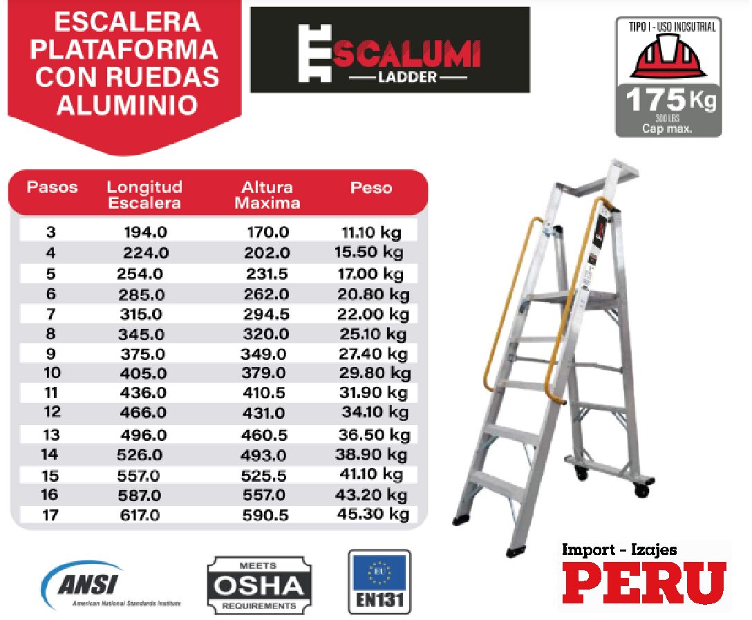 Escalera Plataforma con Ruedas